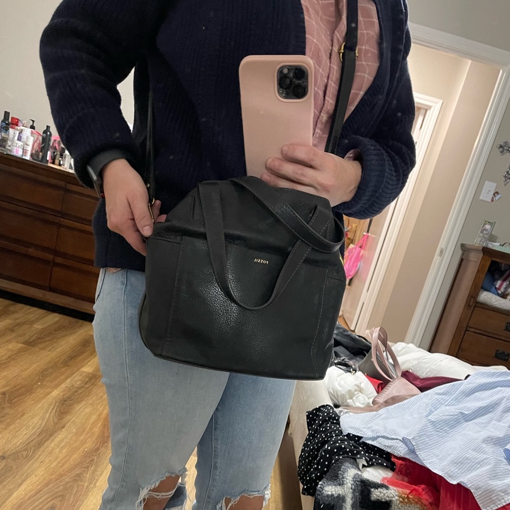 Fossil Black Leather Satchel Bag - Picture 3 of 7